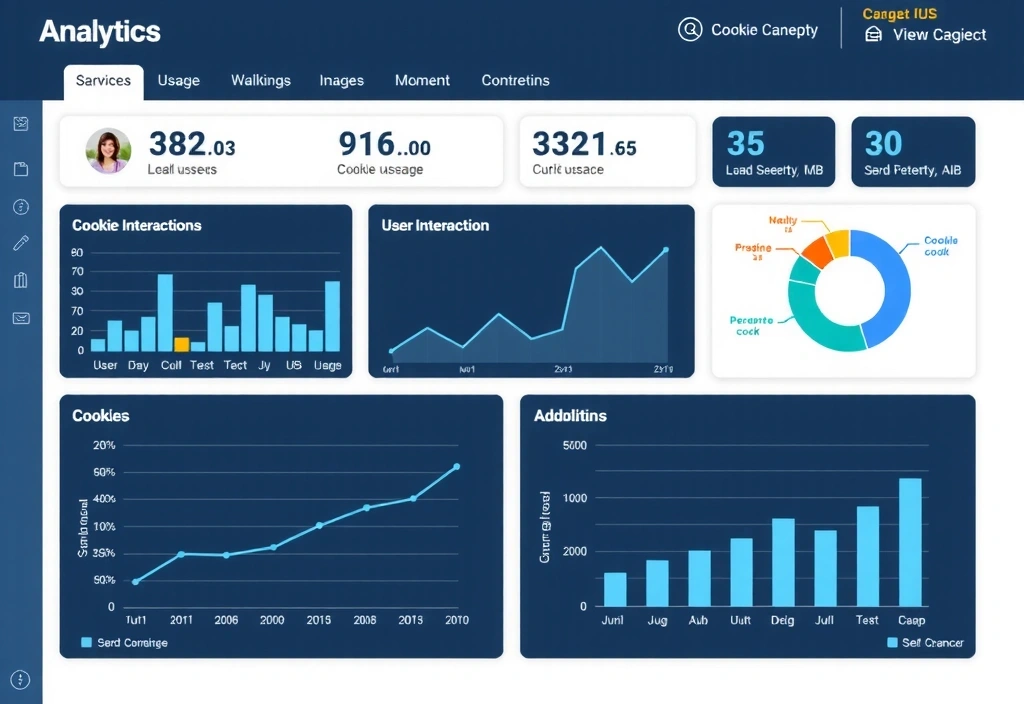 Website analytics dashboard showing cookie usage statistics